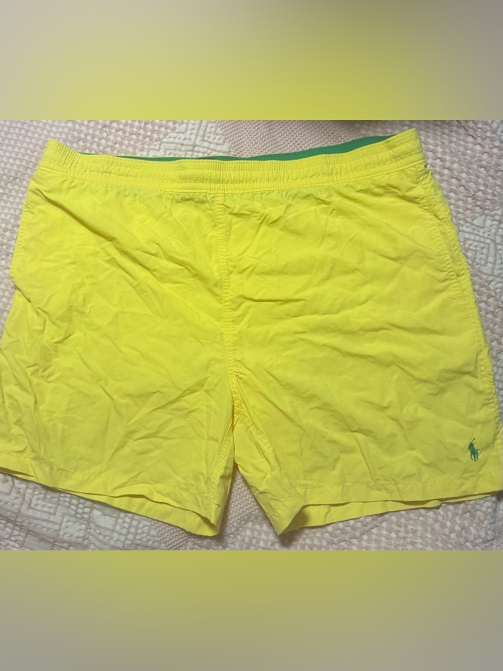 Polo by Ralph Lauren Yellow Swim Trunks with Green Polo Logo
